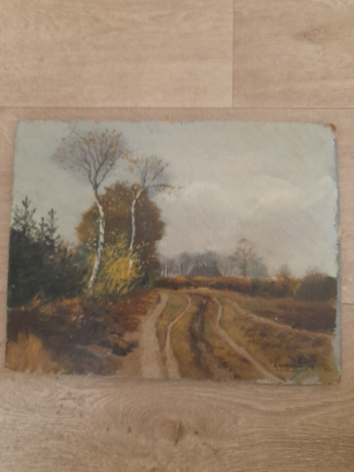 Mooi schilderij landschap. begin 1900 geschilderd., Antiek en Kunst, Ophalen of Verzenden