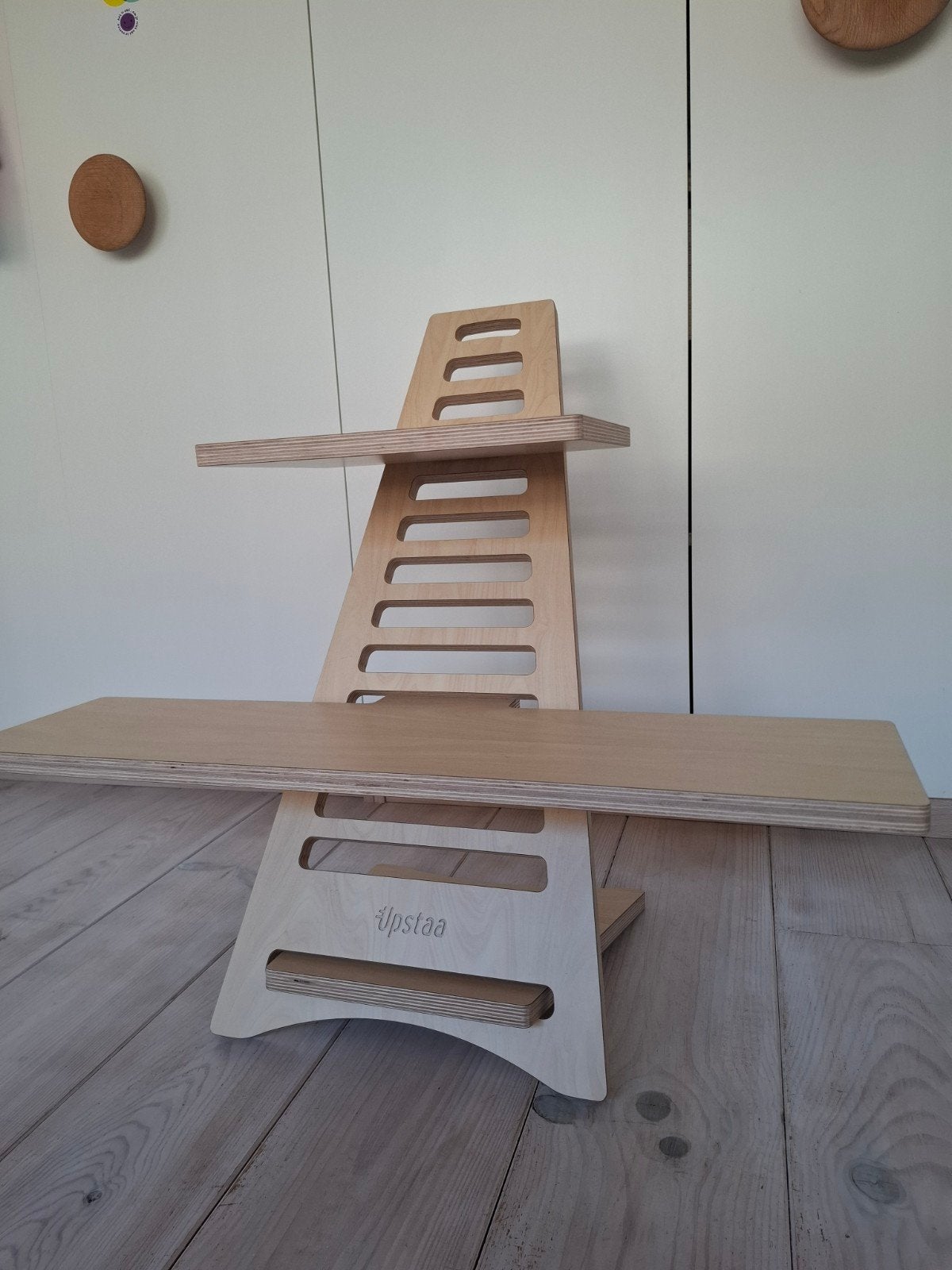 Upstaa XL zit-sta bureau opzetstuk - Zo goed als nieuw, Huis en Inrichting, Ophalen, Zit-sta bureau, Scandinavisch, Hout