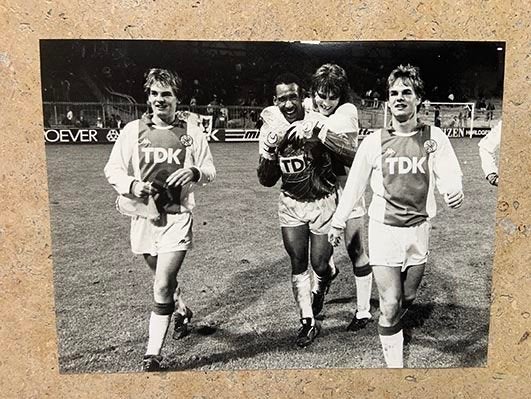 Org z/w foto 20x30 cm 14-11-1987 Ajax 2-FC Groningen 3-1, Verzenden, Nieuw, Ajax, Poster, Plaatje of Sticker