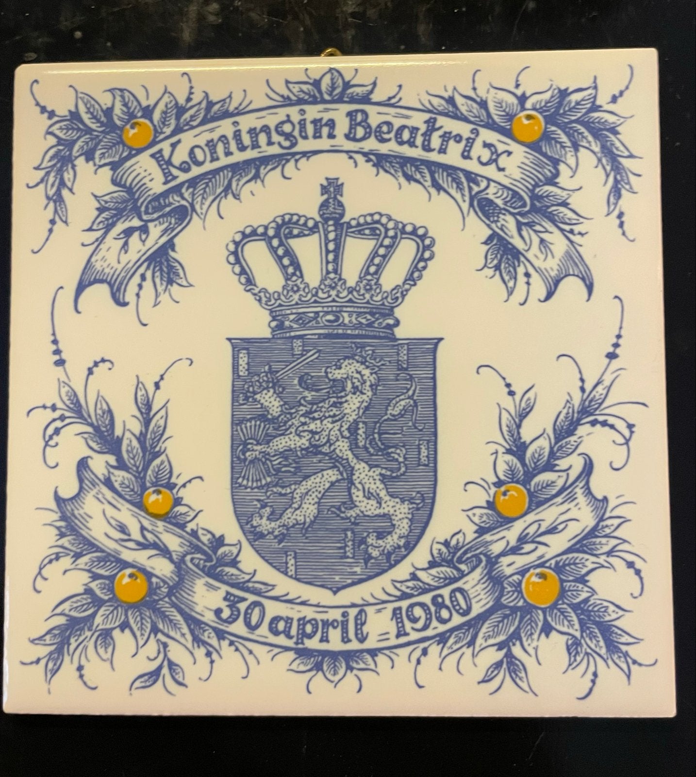 Puntgaaf Tegeltje Kroning Koningin Beatrix 30 april 1980, Ophalen of Verzenden