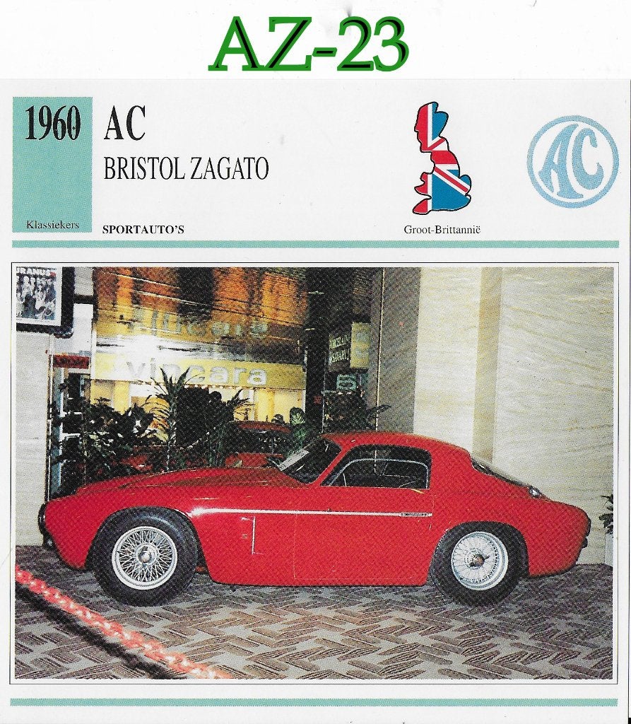 Az23 autokaart ac bristol zagato ( 1960 ), Ophalen of Verzenden, Zo goed als nieuw, Auto's