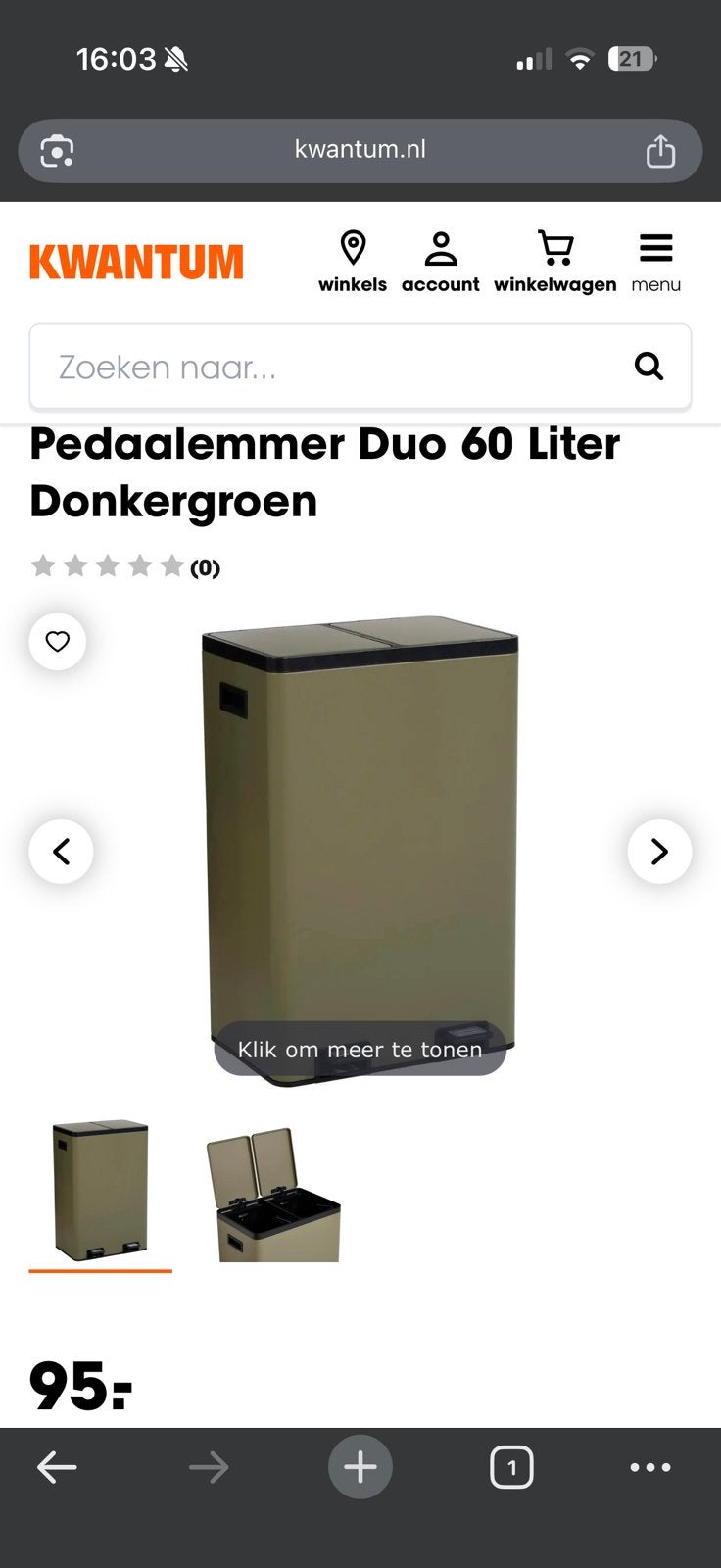 Prullenbak kwantum, Ophalen, Zo goed als nieuw