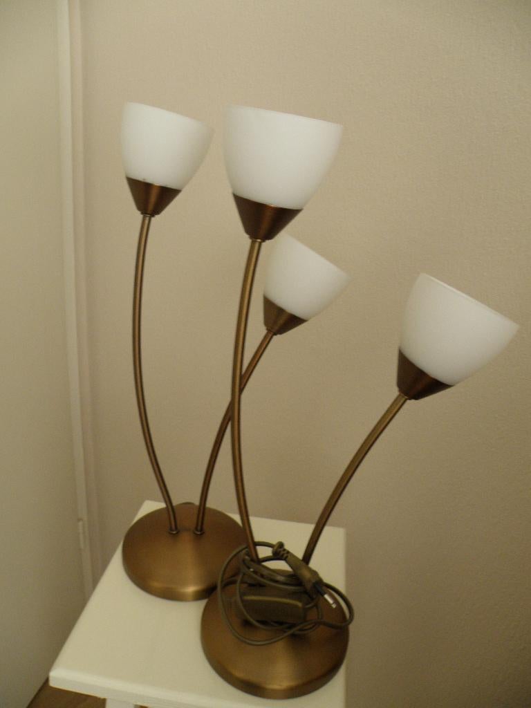 Dubbele bronzen  tafellamp, Ophalen of Verzenden, Nieuw, Glas, Minder dan 50 cm