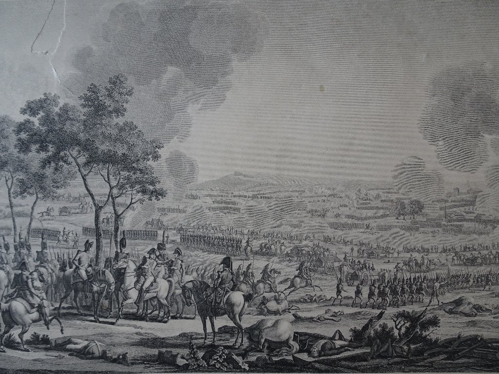 aquatint slag bij Wagram Wenen, Napoleon, LF Mariage, 1810, 1800 - 1899, Overige technieken, Militair, Ophalen of Verzenden