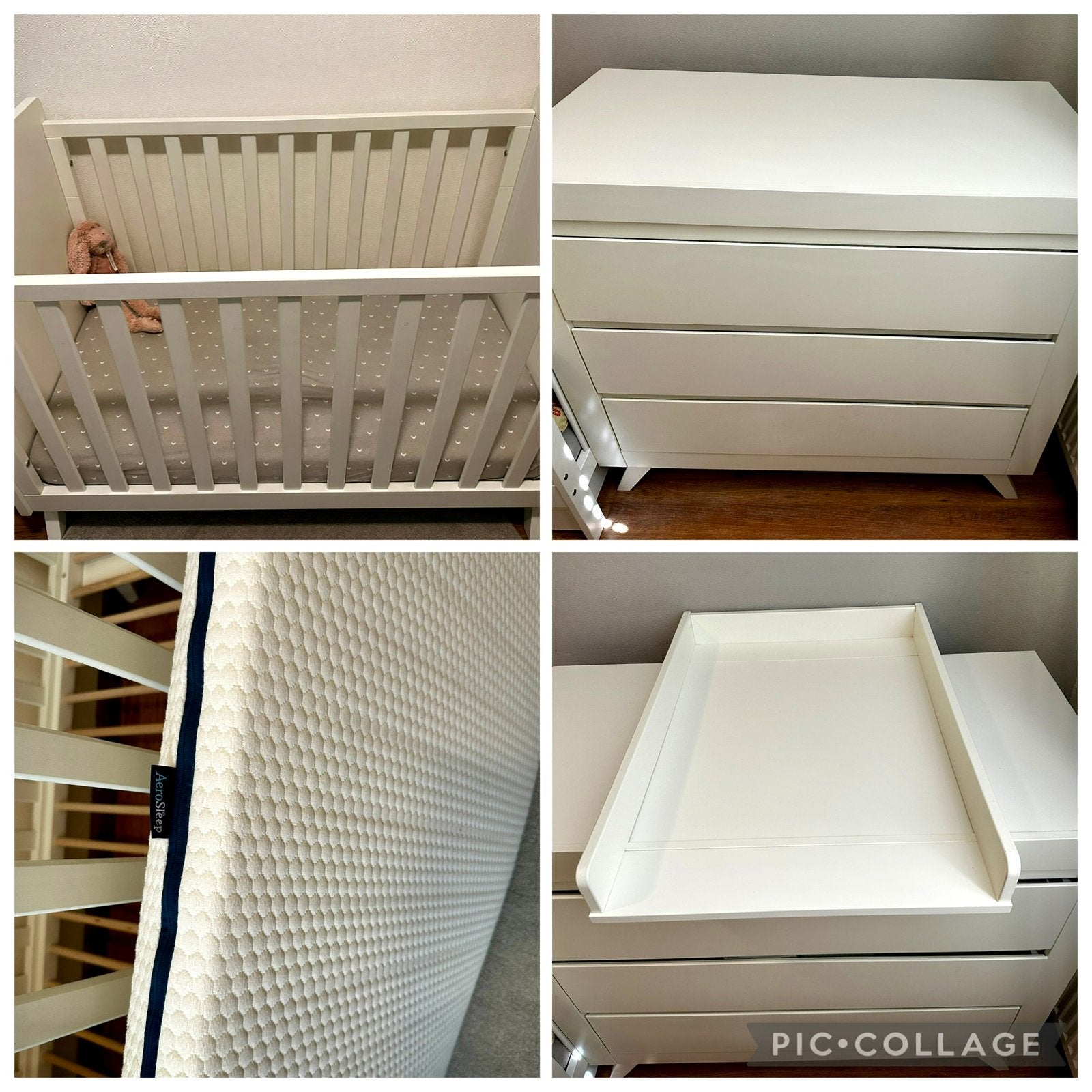 Bopita Anne Ledikant + Commode + Aerosleep Matras Set, Ophalen, Gebruikt, 50 tot 70 cm, 100 cm of meer