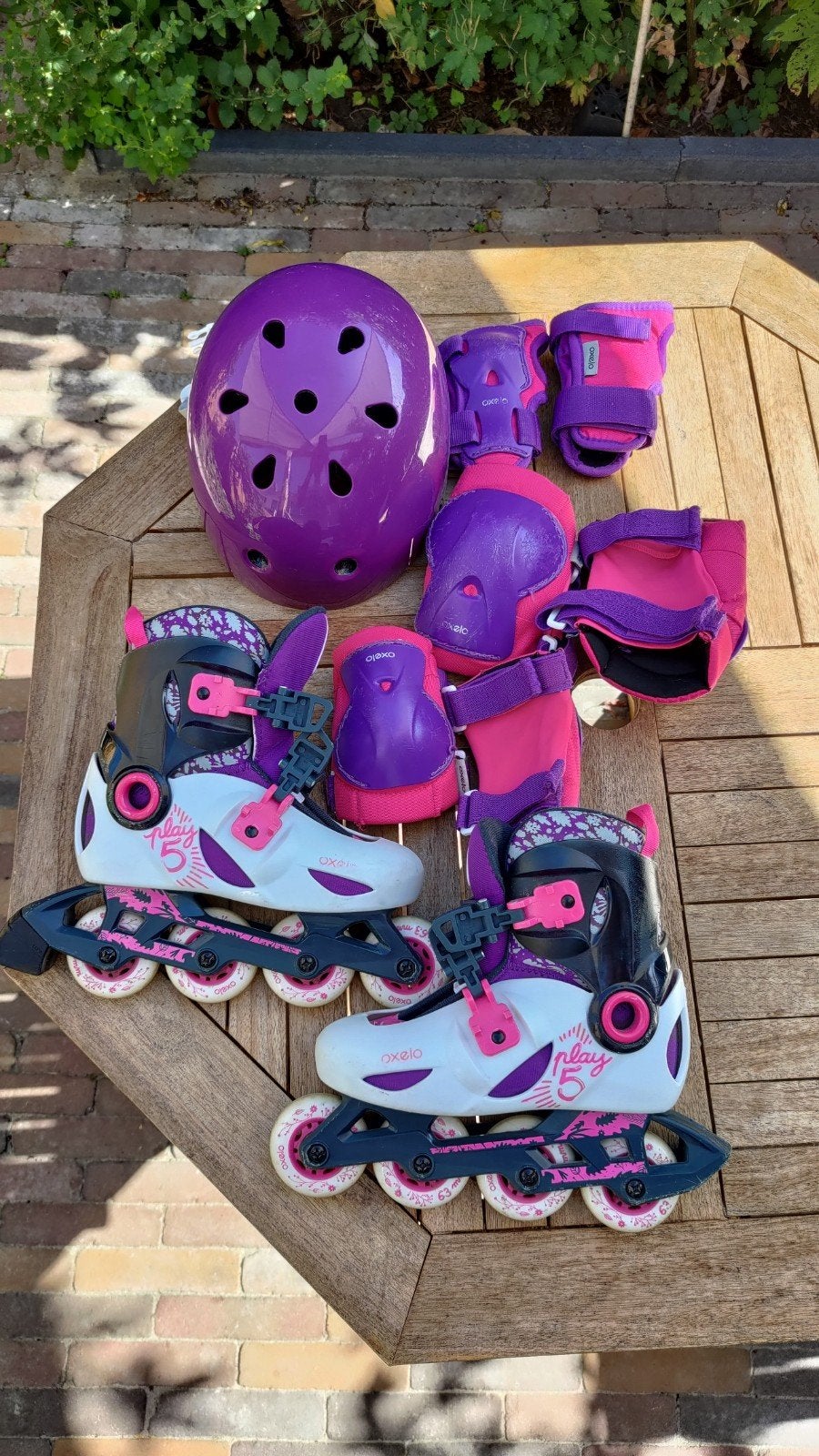 Complete set kinder skeelers en beschermers, Ophalen, Kinderen, Verstelbaar, Gebruikt
