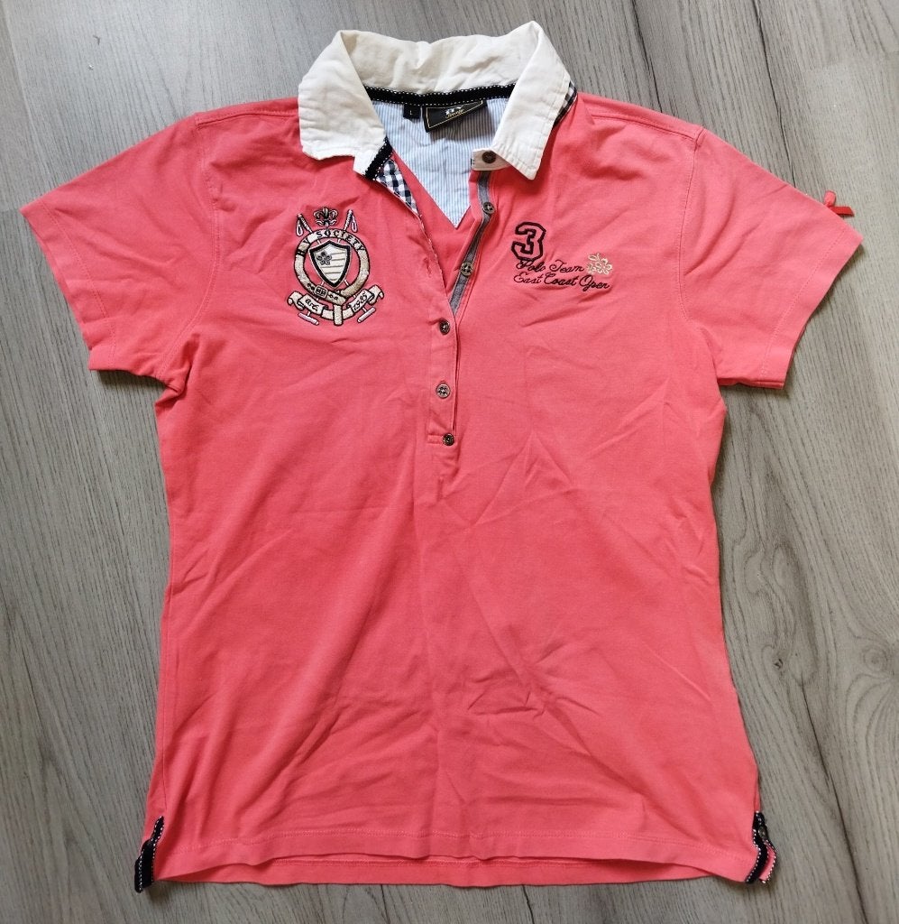 HV Society Polo Zalmroze Maat L, HV Society, Maat 42/44 (L), Ophalen of Verzenden, Zo goed als nieuw