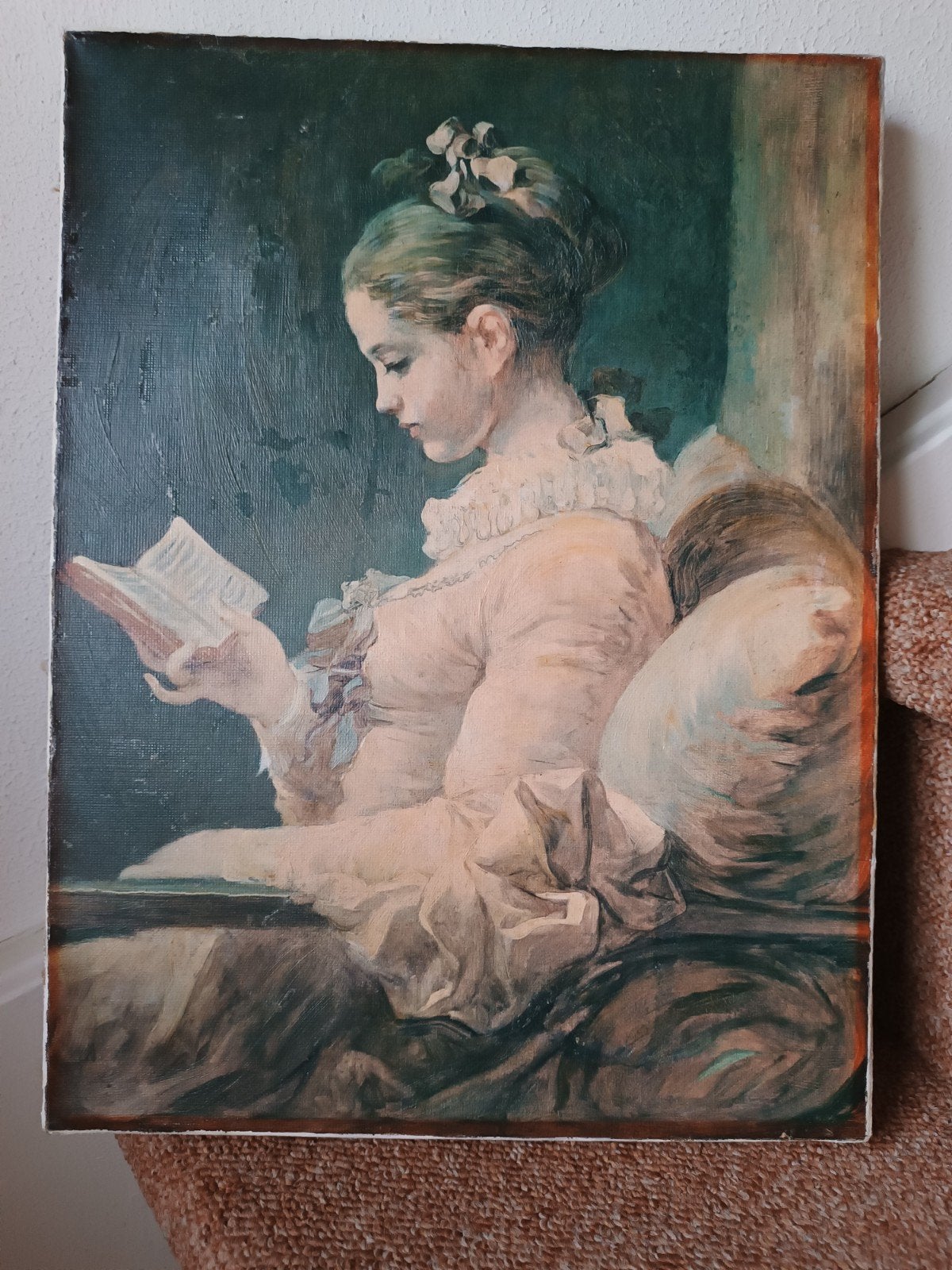 Prent "La liseuse" op canvas, Ophalen of Verzenden