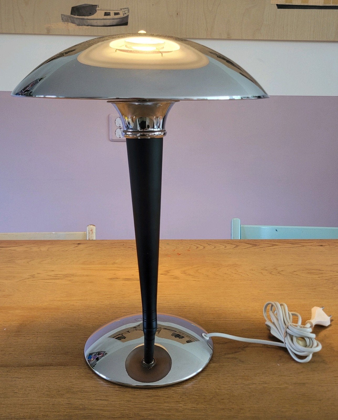 IKEA Dakapo mushroom lamp – Vintage chroom design lamp, Met schakelaar, Gebruikt, Paddenstoellamp, E14 (klein)