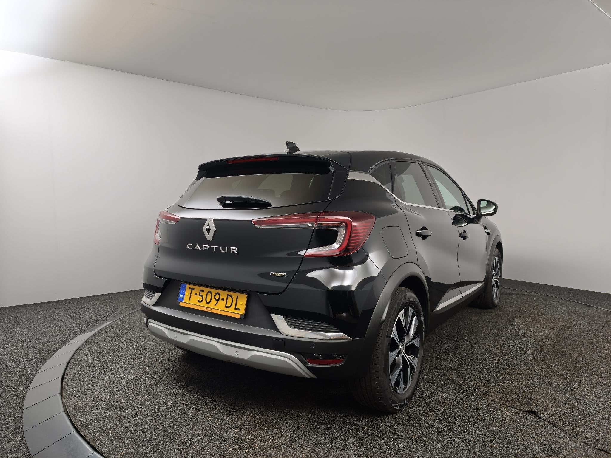 Renault Captur 1.6 E-Tech full hybrid 145 techno | Navigatie, Auto's, Gebruikt, Leder en Stof, Zwart, Origineel Nederlands
