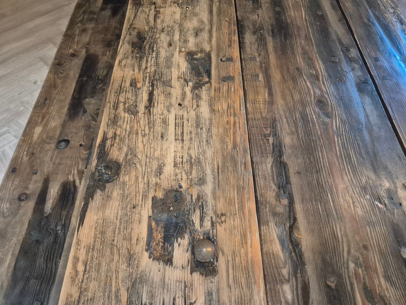 Houten / Metalen Timothy Oulton axel eettafel 213 x 105, Huis en Inrichting, Tafels | Eettafels, Overige houtsoorten, Gebruikt