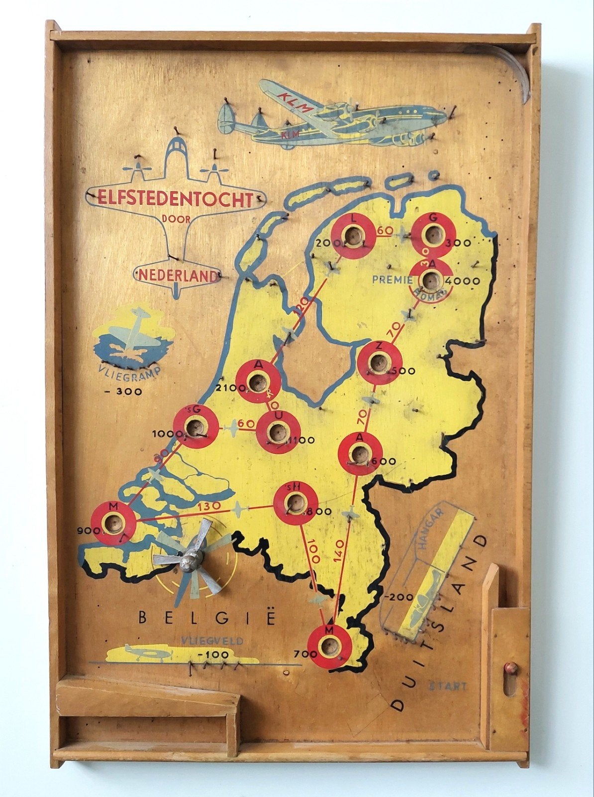 Oud KLM Elfstedentocht Vliegende Hollander Knikkerspel, Ophalen of Verzenden, Gebruikt, Overige typen