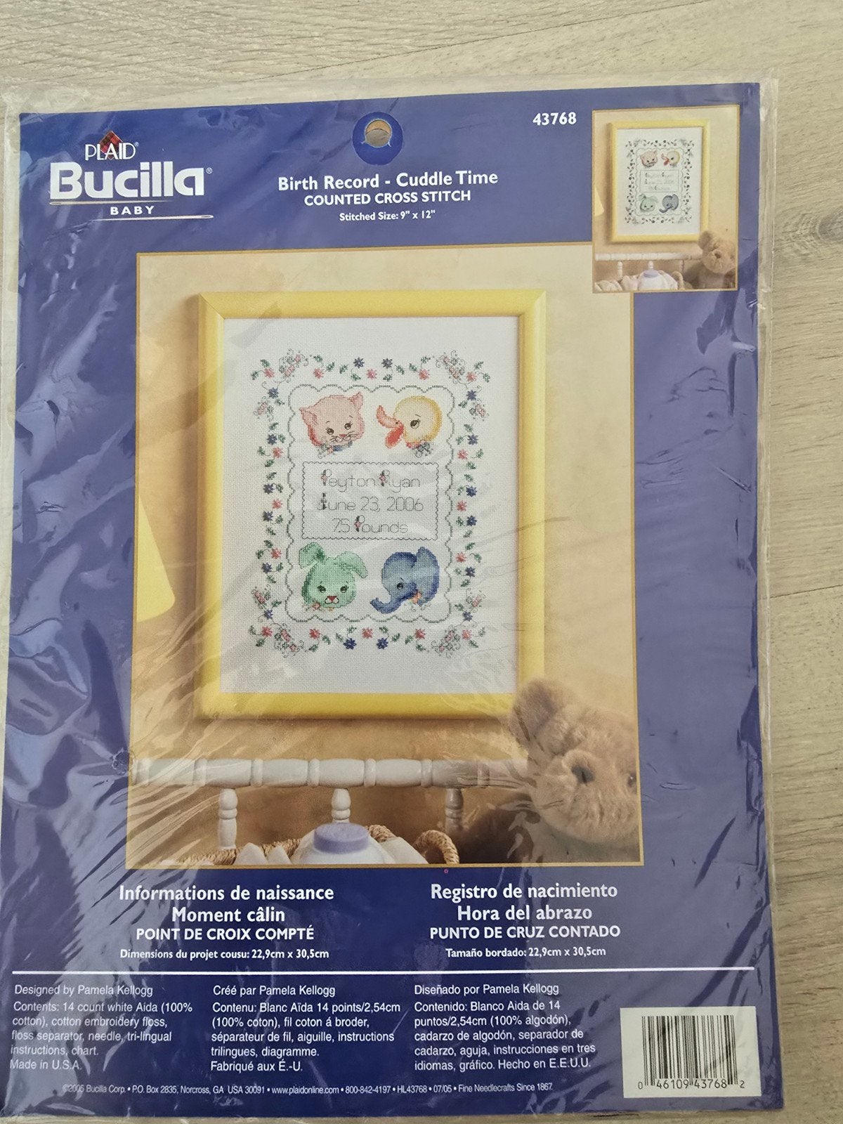 2 borduurpakketten Bucilla. Geboortetegels, Ophalen of Verzenden, Nieuw, Handborduren, Borduurpakket