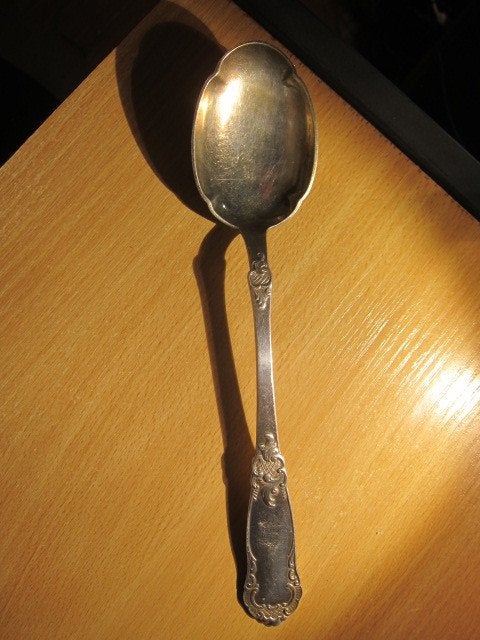 Grote Antieke Noorse Zilveren Serveerlepel (830S)., Ophalen of Verzenden, Zilver