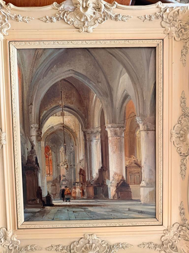 Olieverfschilderij kerkinterieur gesigneerd Johannes Bosboom, Antiek en Kunst, Kunst | Schilderijen | Klassiek, Verzenden