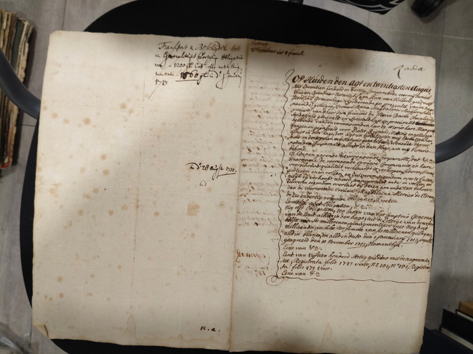 Oud handgeschreven document,  uit 1730 18e eeuw, Verzenden, Onbekend