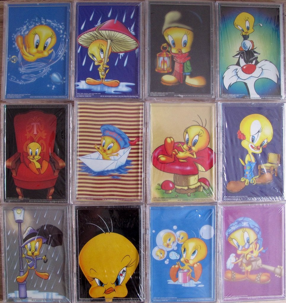 12 Tweety Bird Looney Tunes 3D Lenticular Kaarten 2000, Ophalen of Verzenden, Overige figuren, Nieuw, Plaatje of Poster