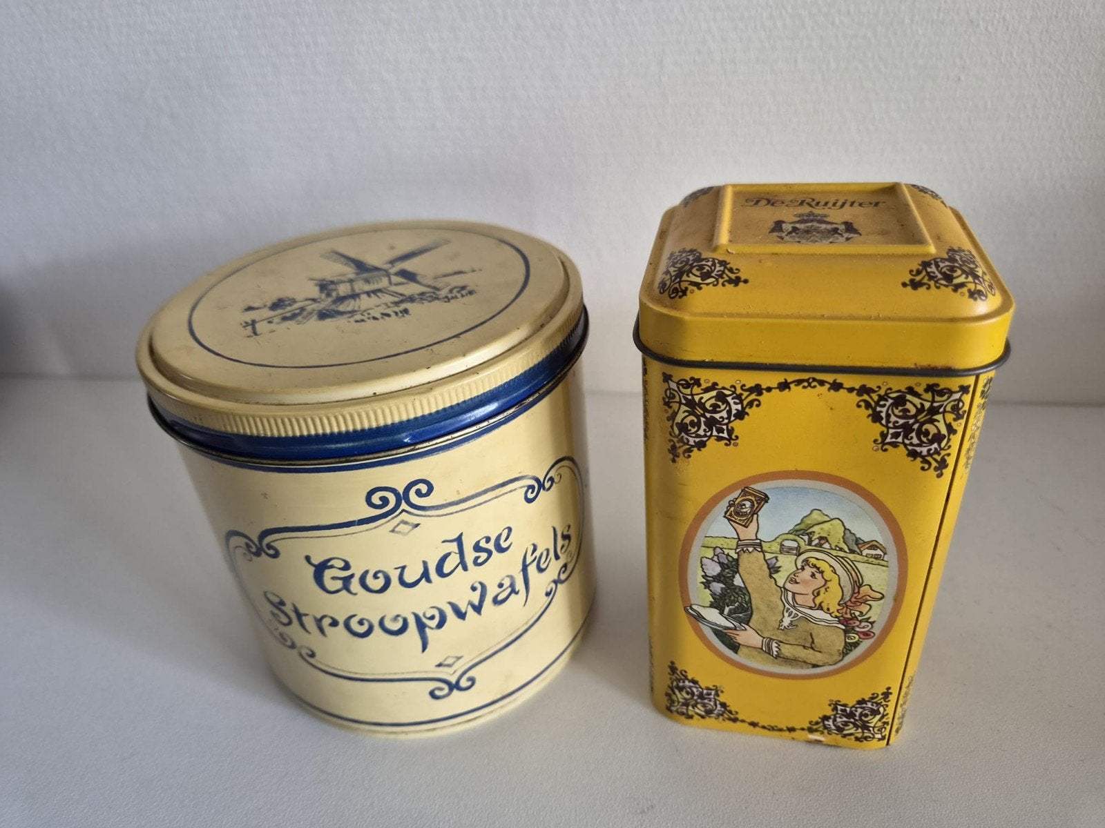 Set van 2 vintage blikken: Stroopwafels & De Ruijter
Leuke s, Ophalen of Verzenden, Gebruikt, Overige
