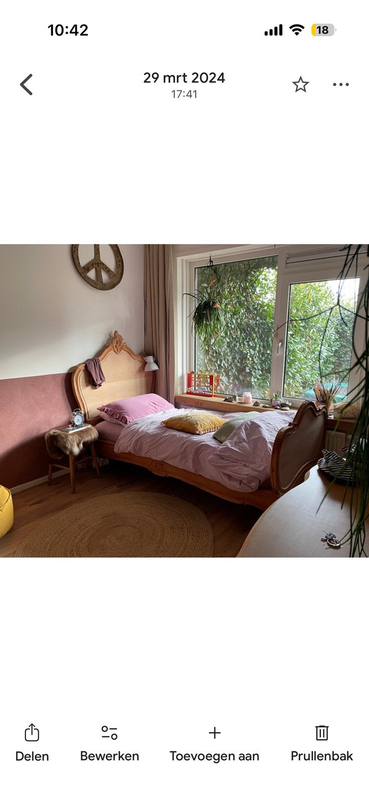 Bed brocante, Ophalen, Gebruikt, 90 cm, Eenpersoons