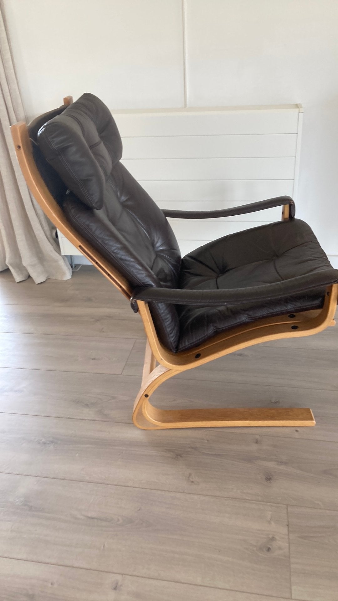 Designfauteuil 1960 Ingmar Relling, Huis en Inrichting, Fauteuils, Ophalen, 75 tot 100 cm, Leer, Minder dan 50 cm