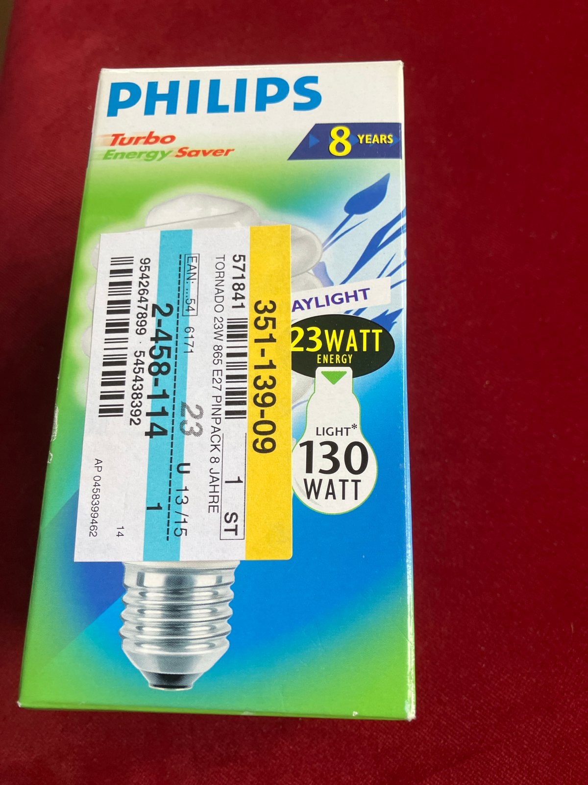 Philips Tornado Energy Saver Spaarlamp E27 23W (130W equival, Philips, Verzenden, 60 watt of meer, Nieuw