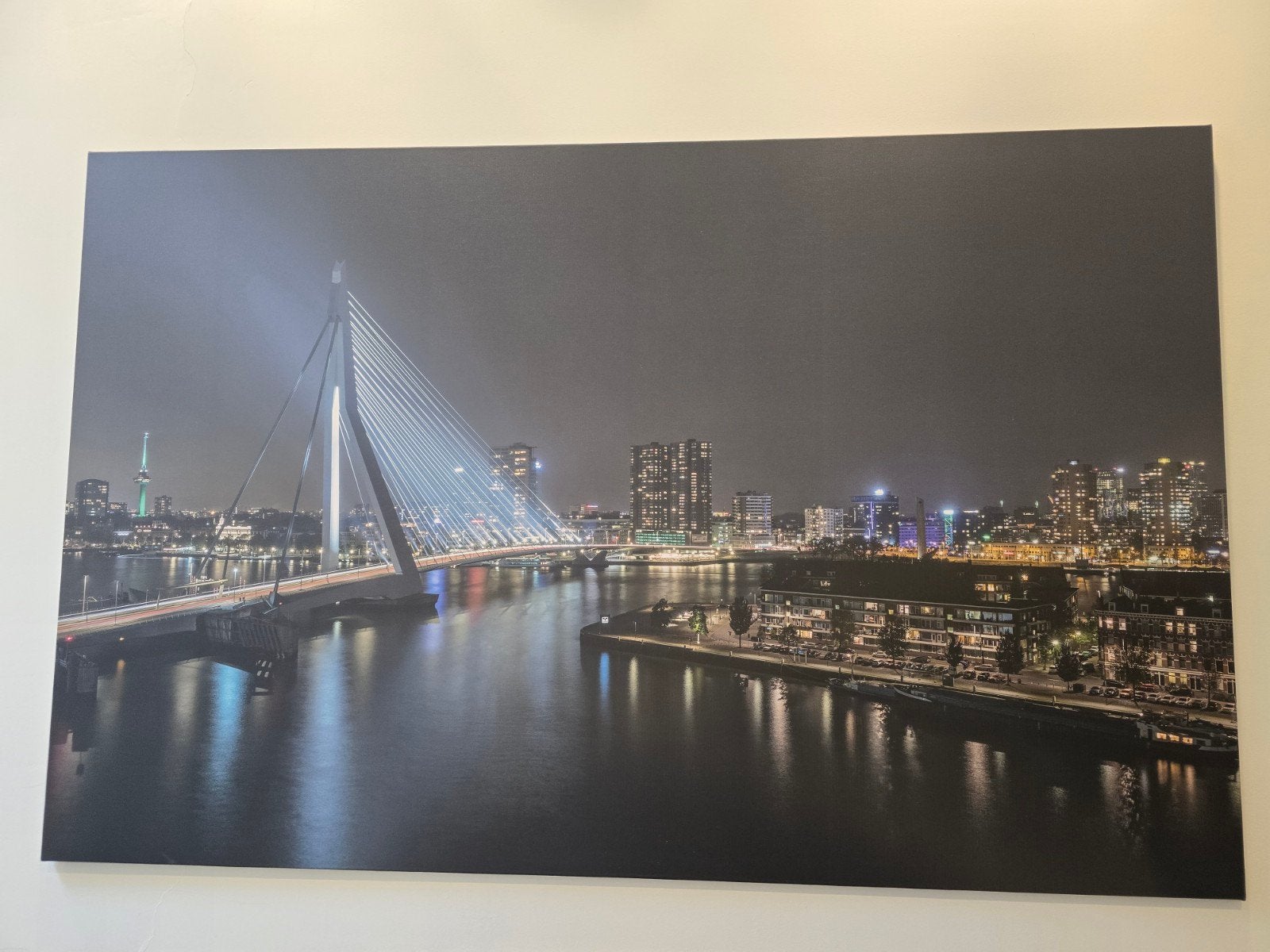 skyline Rotterdam op canvas, Verzamelen, Ophalen, 1980 tot heden, Foto, Zo goed als nieuw