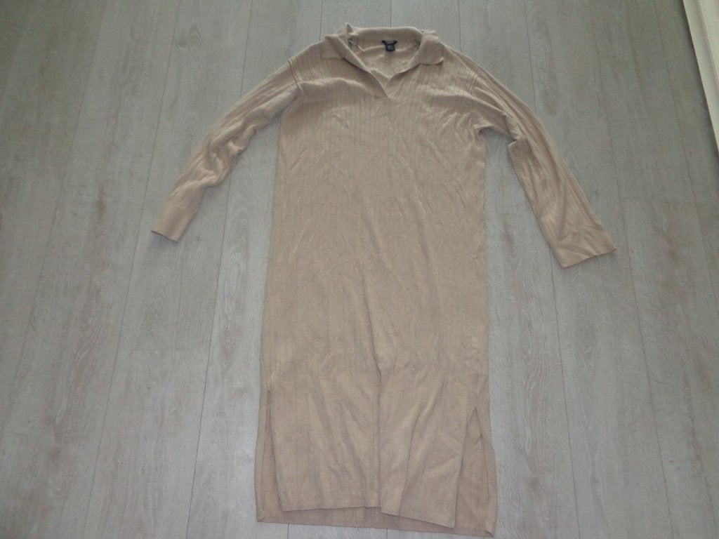 beige lang jurk van Lindex, maat L, Beige, Maat 42/44 (L), Ophalen of Verzenden, Gedragen