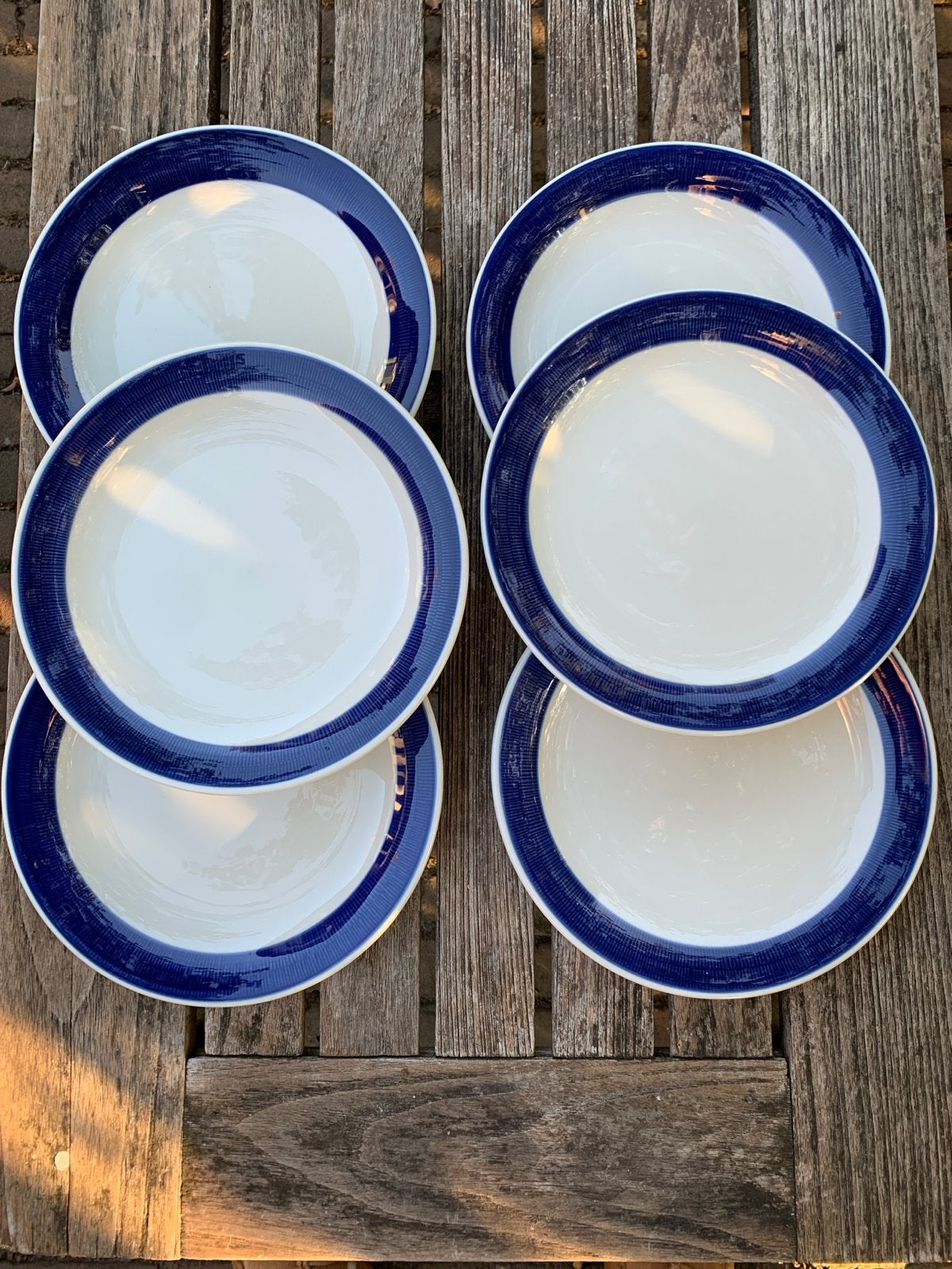 6 Koka Rörstrand borden 20.5 cm, blauw/wit, vintage Zweden, Ophalen of Verzenden