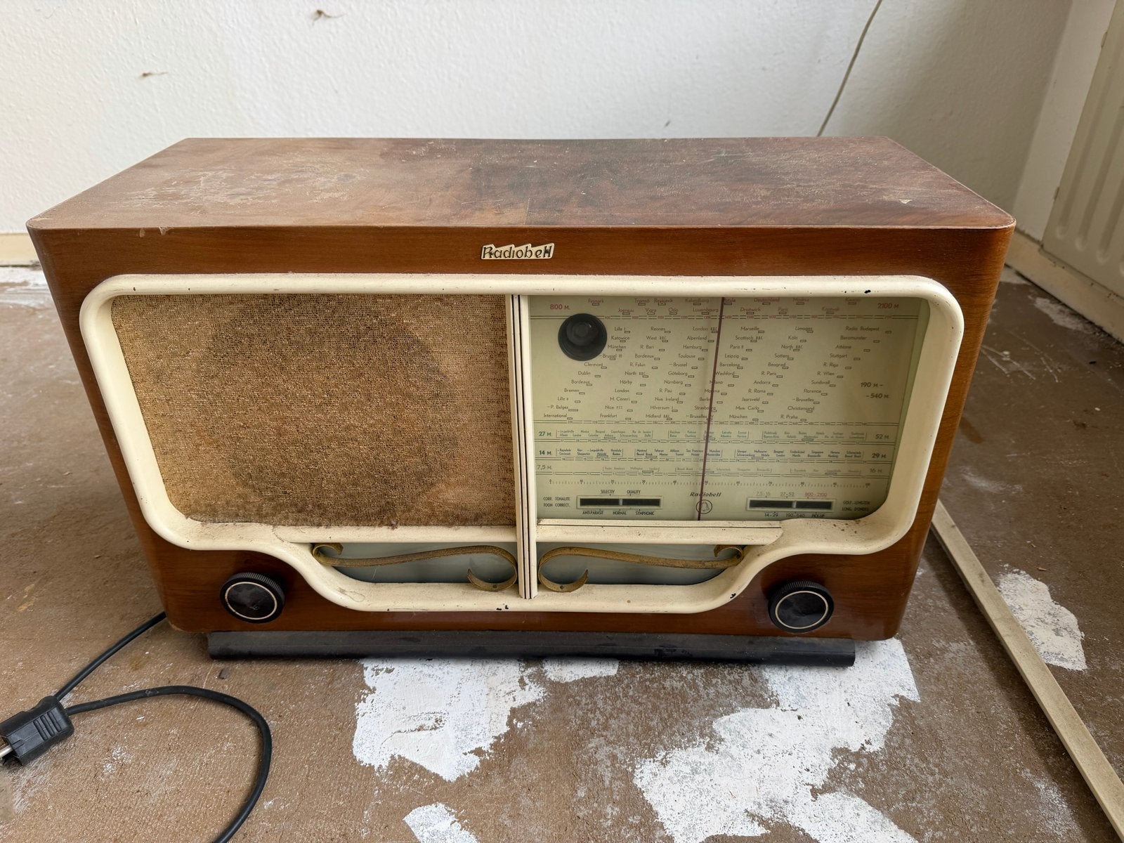 Vintage Radiobell lyric buizenradio - Decoratief object, Ophalen, Niet werkend, Radio