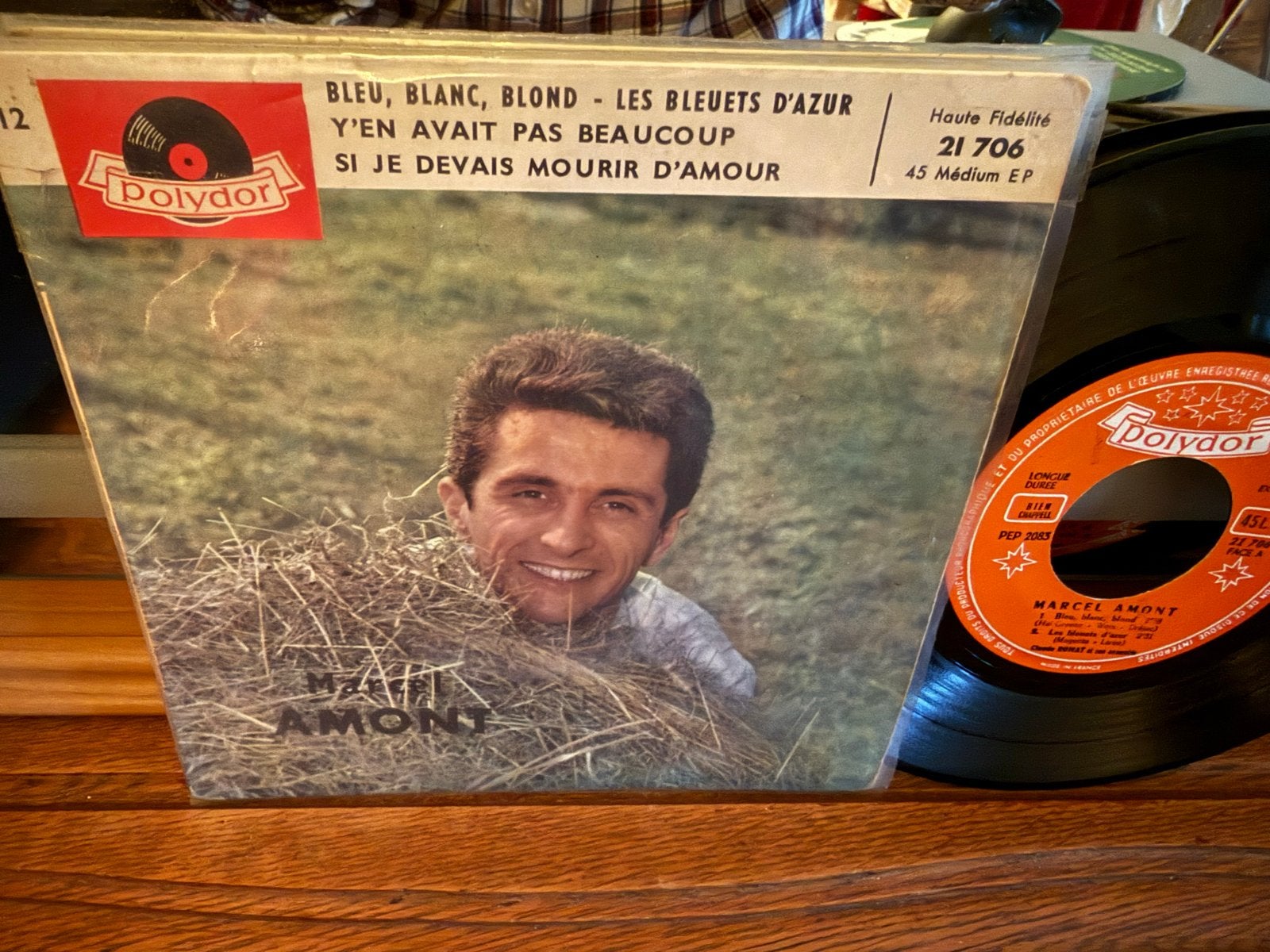 Marcel Amont - Bleu, Blanc, Blond EP (Polydor), Originele persing, 7 inch, Ophalen of Verzenden, Zo goed als nieuw