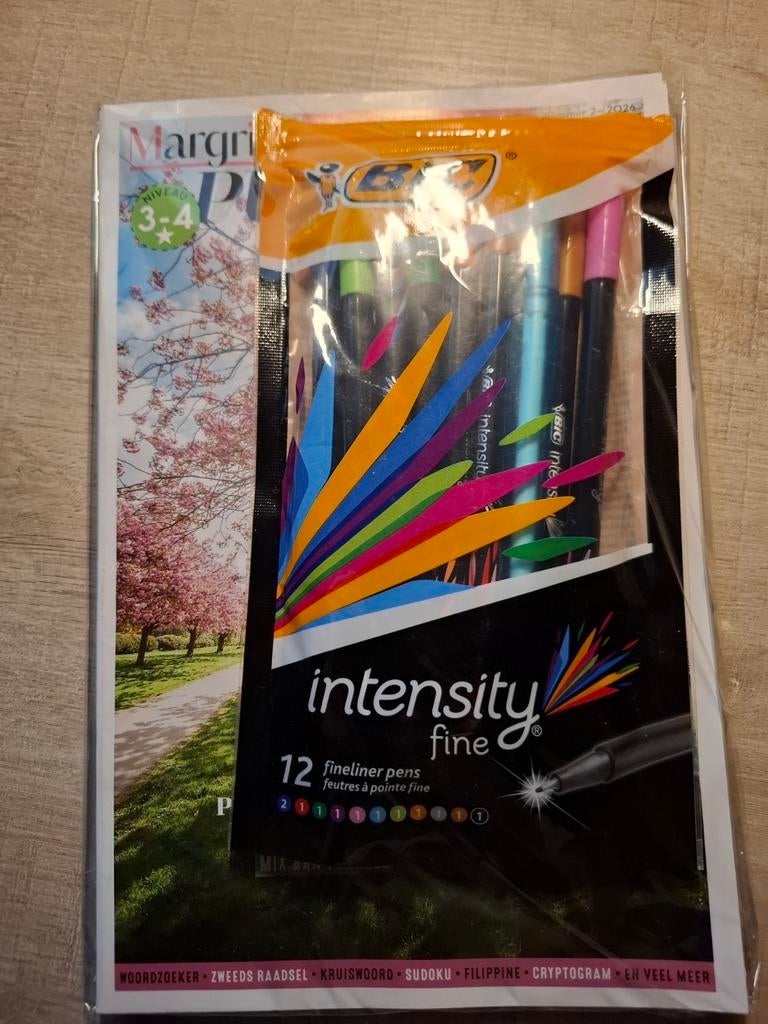Margriet Vari Puzzels & BIC Intensity Fineliners Set, Ophalen of Verzenden, Minder dan 500 stukjes, Nieuw, Puzzelboek