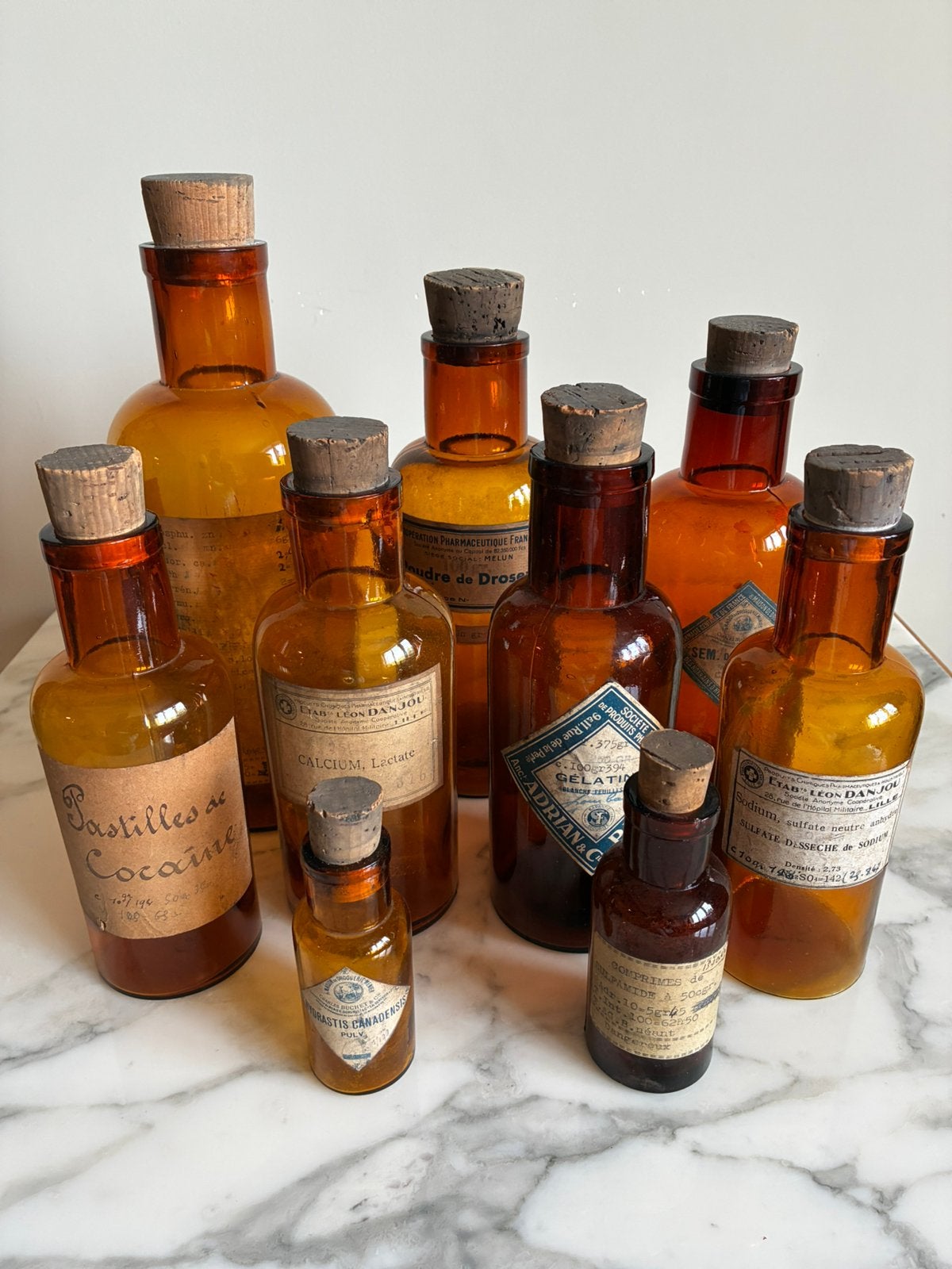 Set van apotheek potjes - orginele labels, Ophalen of Verzenden, Gebruikt