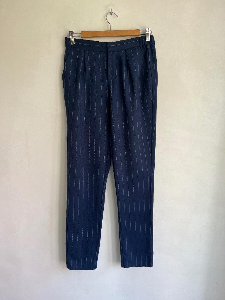 mbym broek blauw met streepje maat s, Zo goed als nieuw, Mbym, Maat 36 (S), Lang