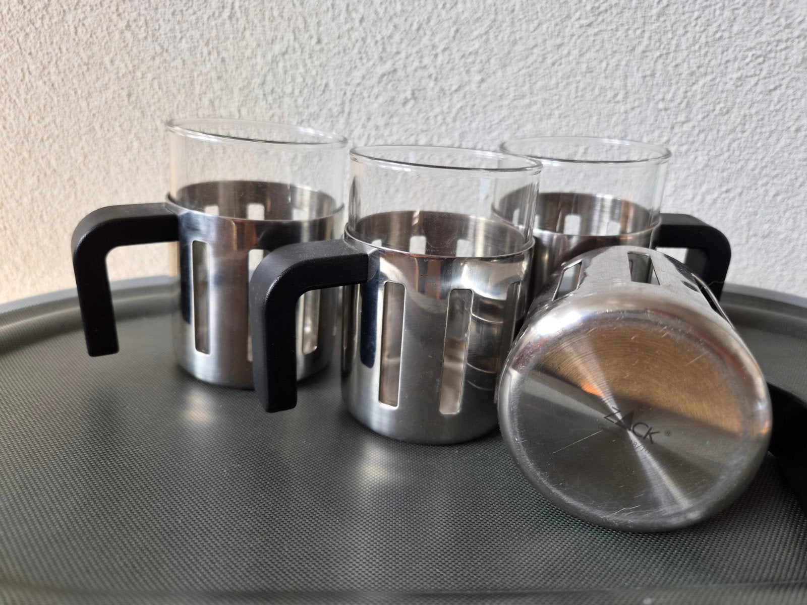 Zack theeglazen met houders (3 glazen, 1 houder), Ophalen, Glas of Glazen, Gebruikt, Overige merken