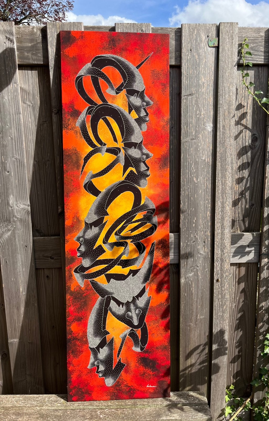 Batik wandkleed schilderij, Huis en Inrichting, Woonaccessoires | Schilderijen, Tekeningen en Foto's, Ophalen of Verzenden, Zo goed als nieuw
