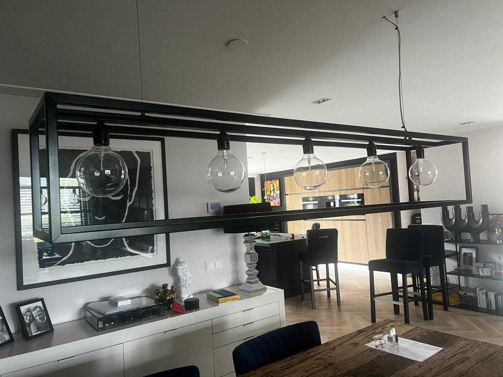 Industriële zwart metalen hanglamp, Ophalen, Zo goed als nieuw, Modern industrieel, Metaal
