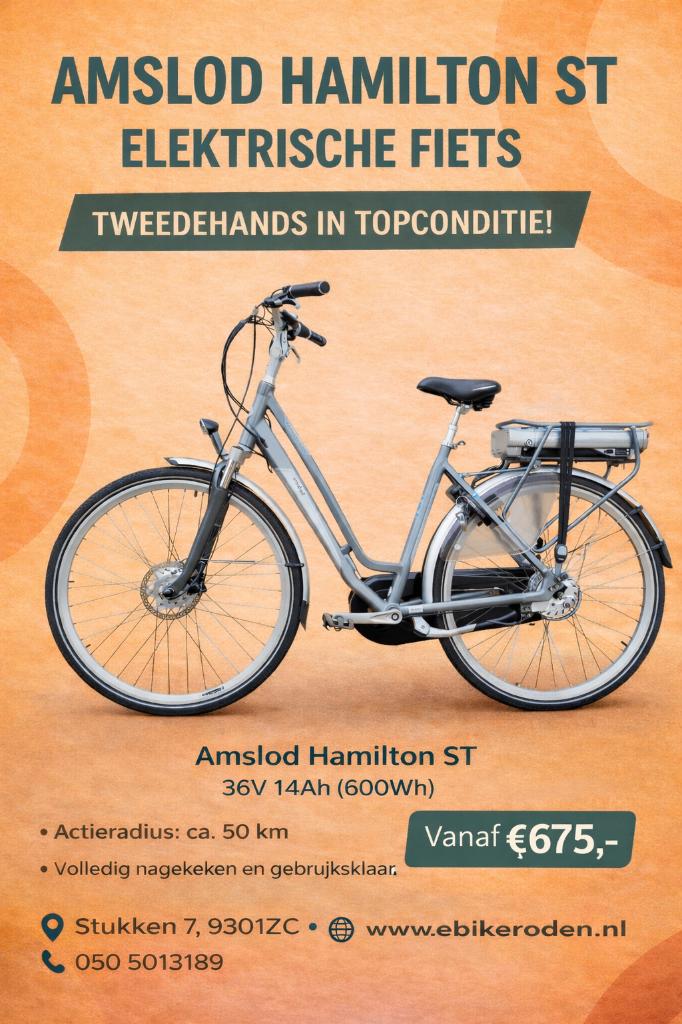 Amslod Hamilton ST 36V 600Wh Ebike | €675,-, Overige merken, 53 tot 56 cm, Versnellingen, Ophalen of Verzenden