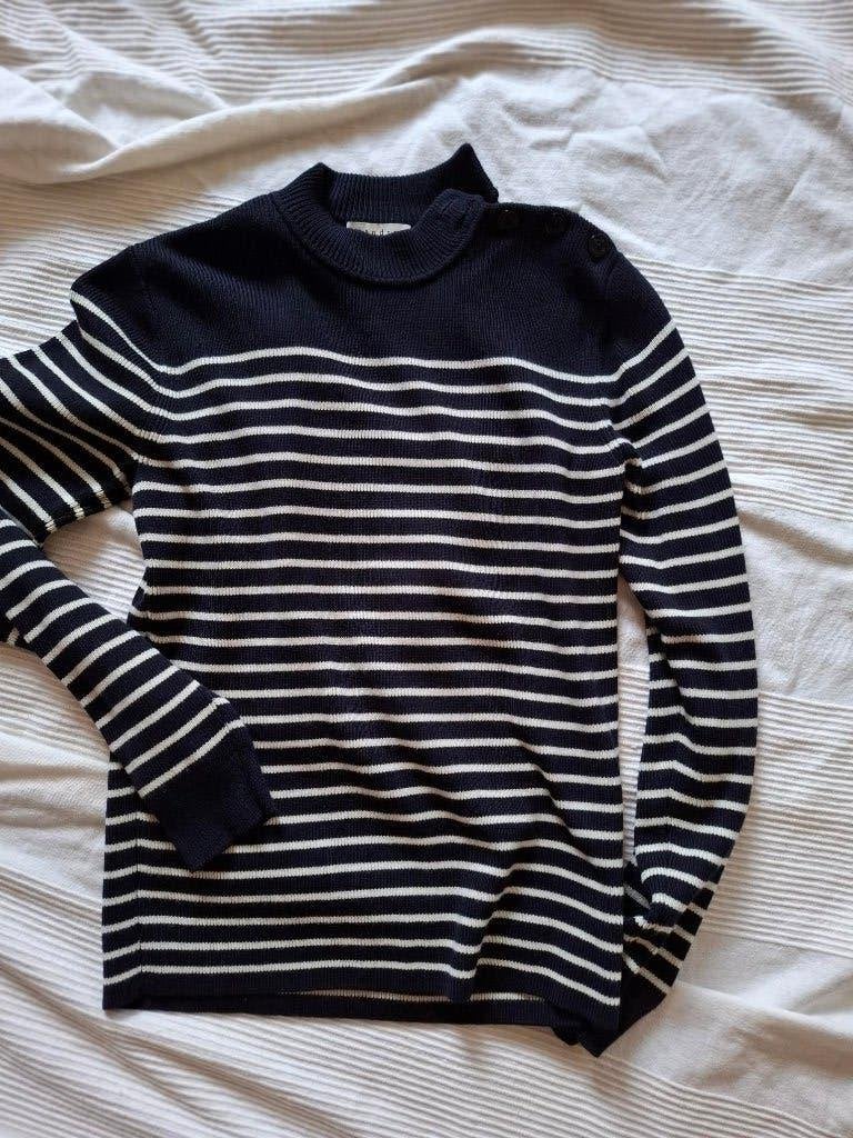 Sandro sweater streep marine medium, Kleding | Heren, Zo goed als nieuw, Sandro, Verzenden, Maat 48/50 (M)
