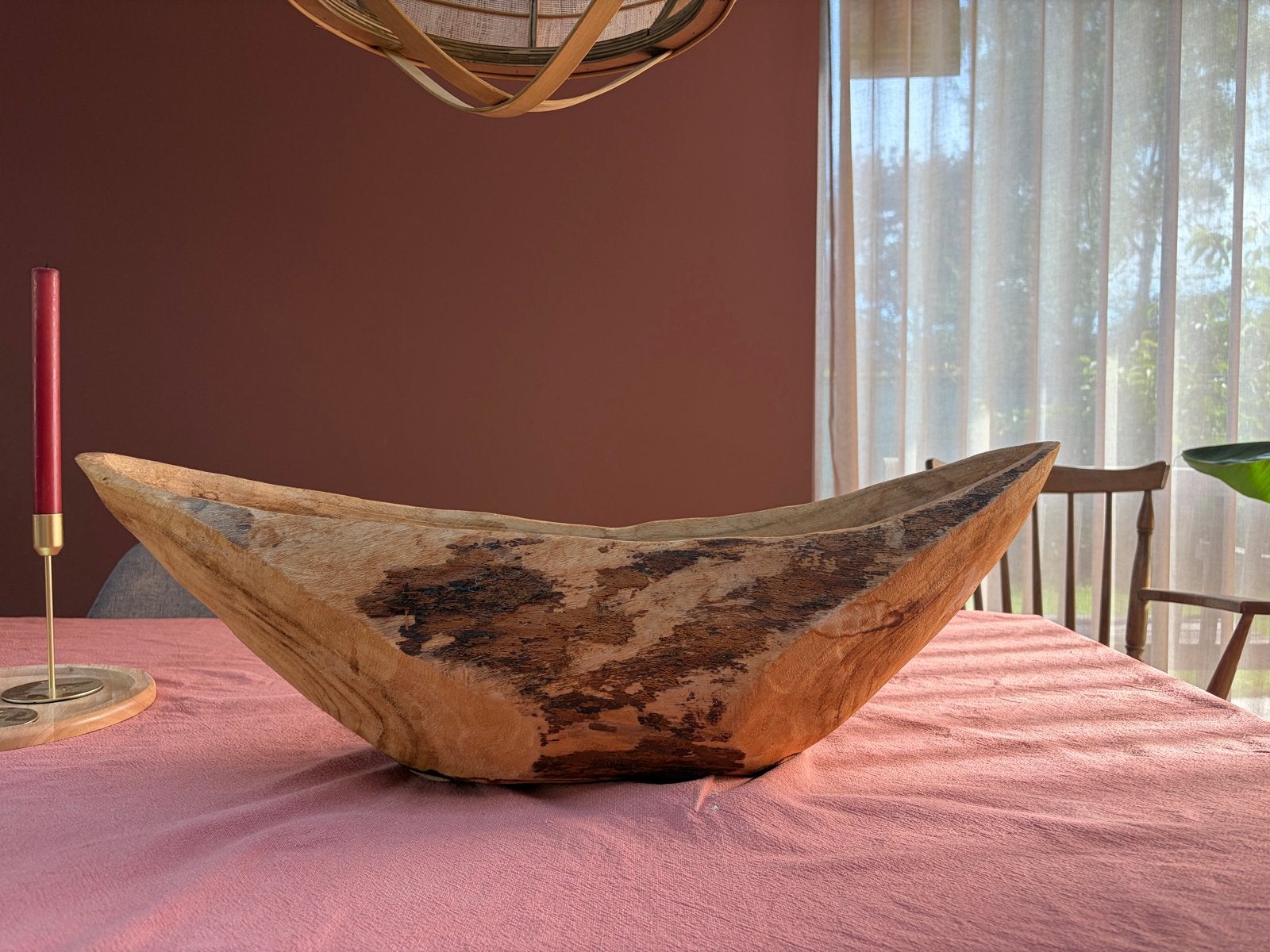 Handgemaakte houten decoratieve schaal / fruitschaal, Ophalen, Gebruikt, Schaal, Handgemaakt
