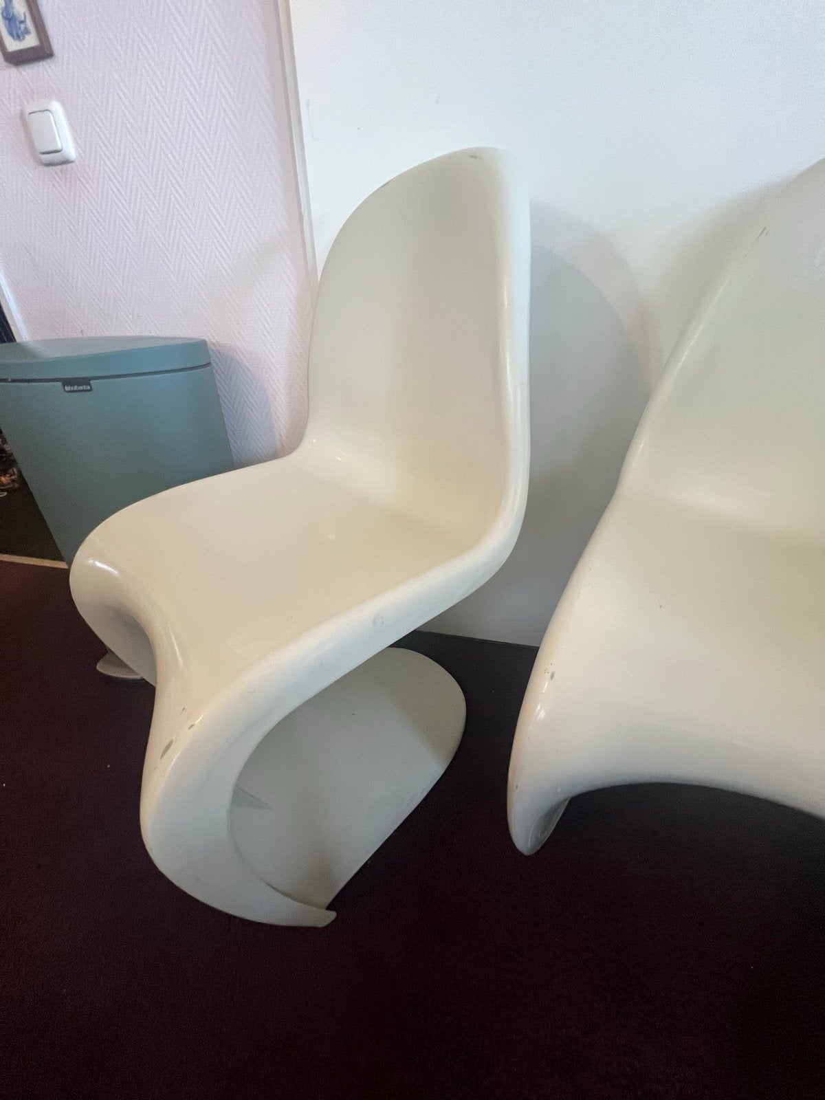 2 stoelen - Wit - Gebruikt a la Panton, Ophalen, Kunststof, Gebruikt, Twee