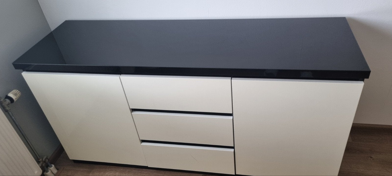 Modern dressoir met lades en deuren - Zwart/Wit, Ophalen, Gebruikt, 150 tot 200 cm, Met lade(s)