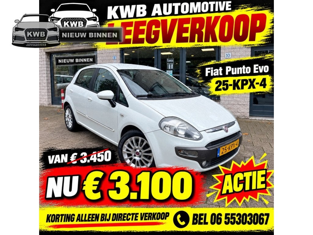 Fiat Punto Evo 1.4-16V m-air 5-deurs | Airco 105PK | Nieuwe, Auto's, Euro 5, 4 cilinders, 400 kg, Wit