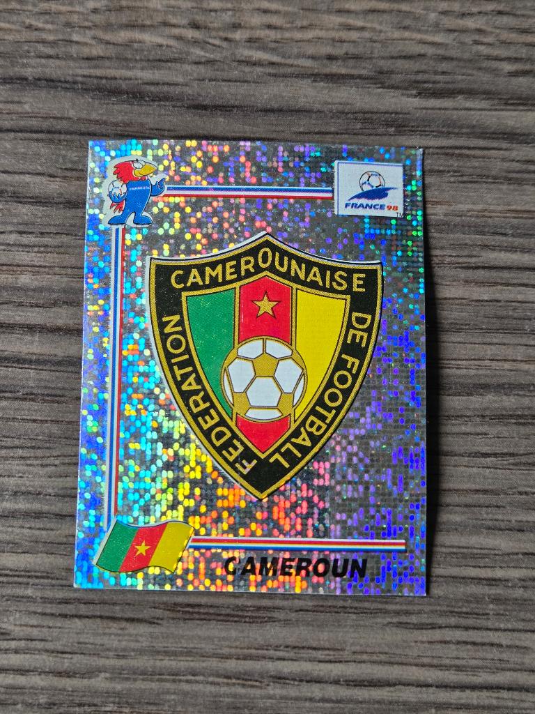 Panini World Cup Frankrijk 1998 embleem Kameroen, Ophalen of Verzenden, Gebruikt, Buitenlandse clubs, Poster, Plaatje of Sticker