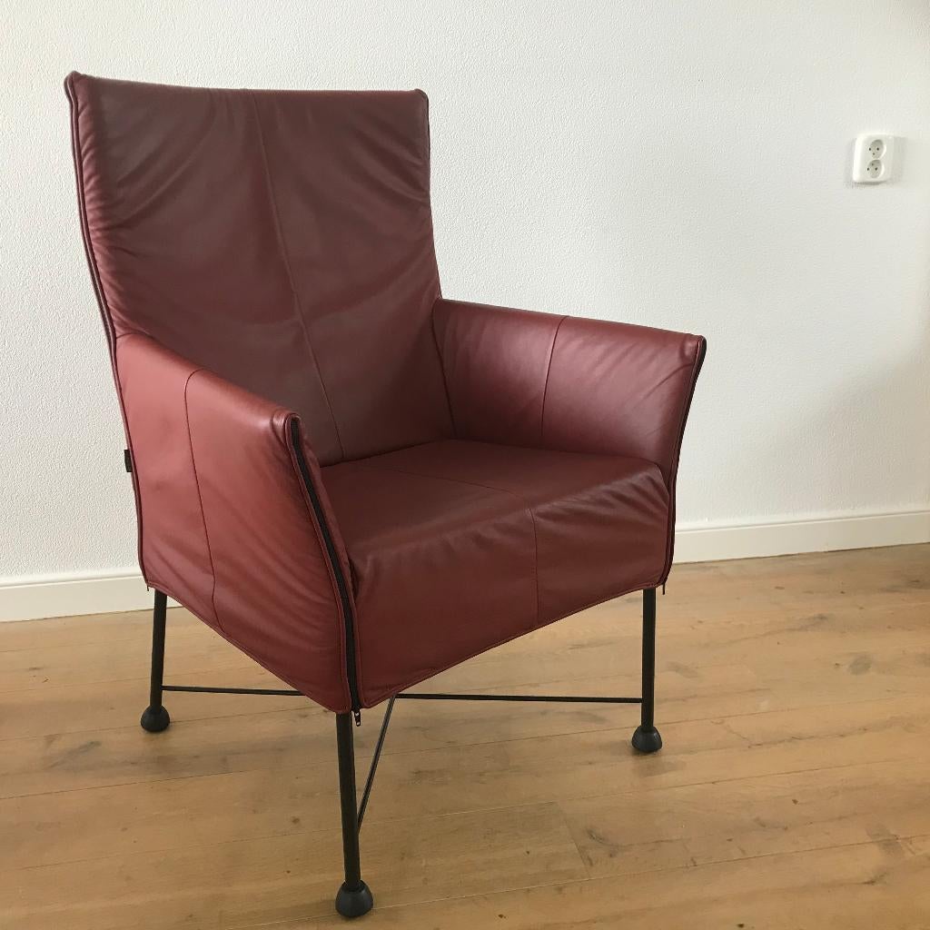 Montis Charly design modern fauteuil leer donkerrood, Ophalen of Verzenden, Nvt, Nvt, Leer