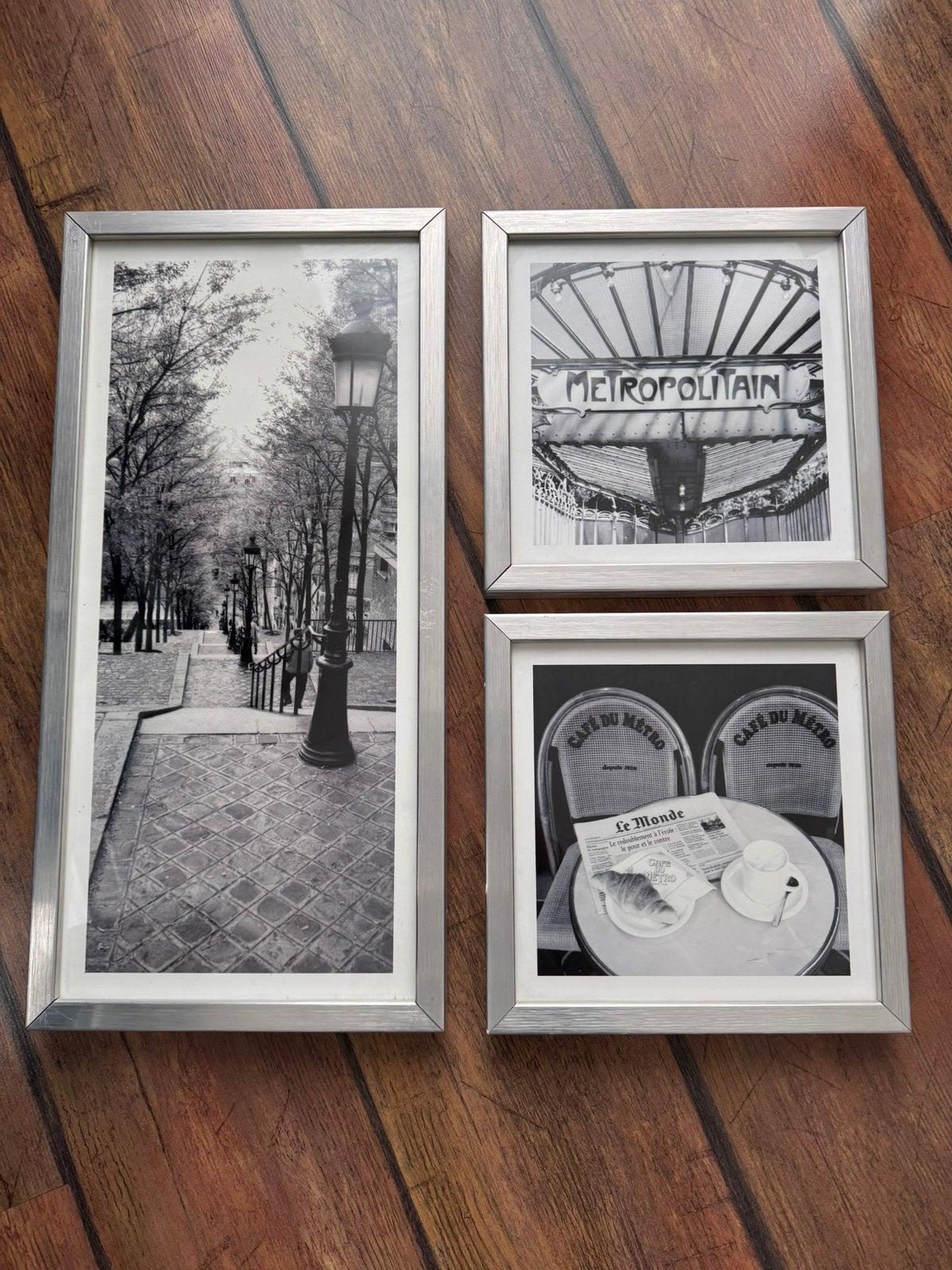 Set van 3 IKEA RIBBA fotolijsten - zwart-wit Parijs prints, Ophalen of Verzenden, Gebruikt
