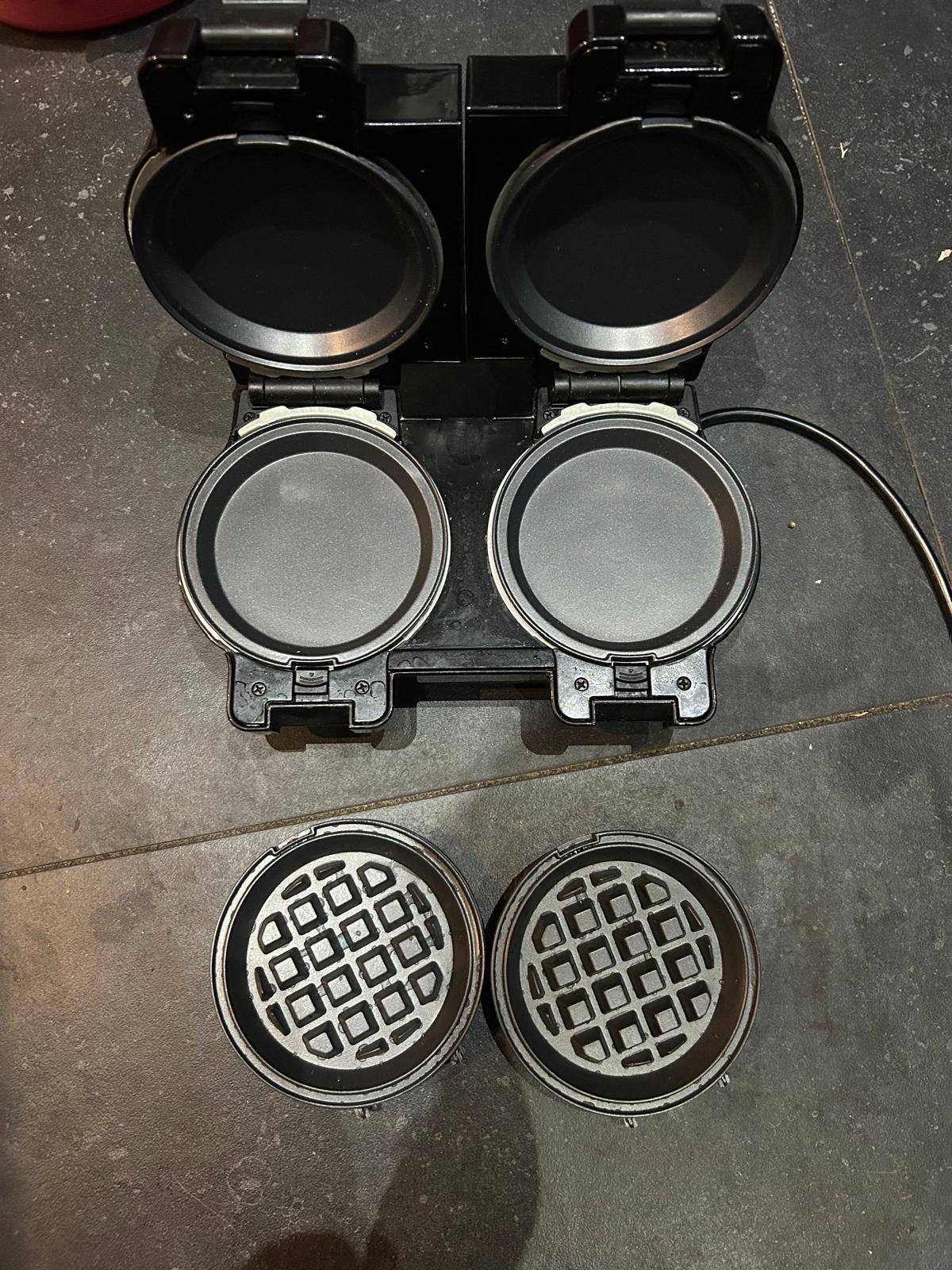 Dubbel wafelijzer met uitneembare platen, Witgoed en Apparatuur, Ophalen of Verzenden, Uitneembare platen, Gebruikt