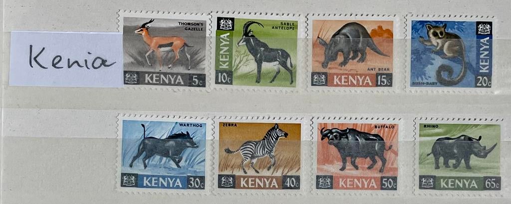 Kaveltje postzegels Kenia; inheemse dieren, Ophalen of Verzenden, Dier of Natuur
