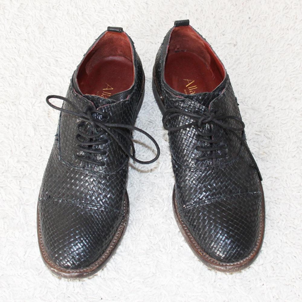 Prachtige Leren Allan K Schoenen (Maat 39) € 75,-, Schoenen met lage hakken, Zwart, Allan K, Ophalen of Verzenden