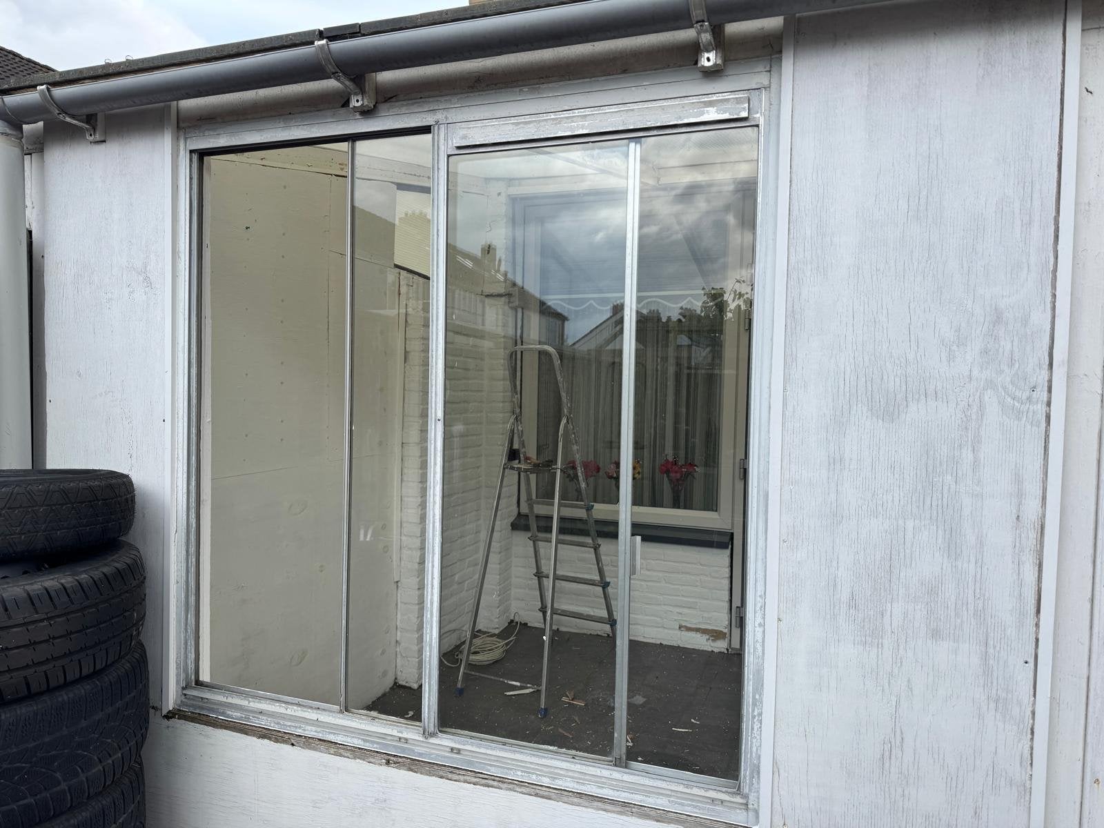 Aluminium Schuifraam - Gebruikt, Ophalen, Gevelraam of Ruit, Gebruikt, 120 tot 160 cm