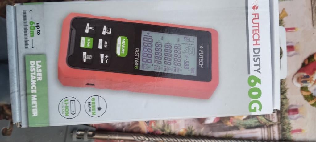 2 x Futech Disty 60G laserafstandsmeter, Doe-het-zelf en Verbouw, Meetapparatuur, Ophalen, Nieuw, Afstand